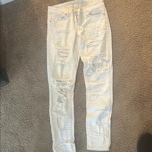 Women's Distressed White Jeans
